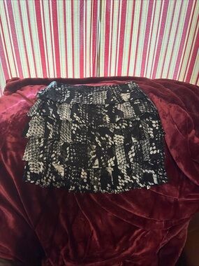 Nue Options Black and White Layered Ruffle Mini Skirt